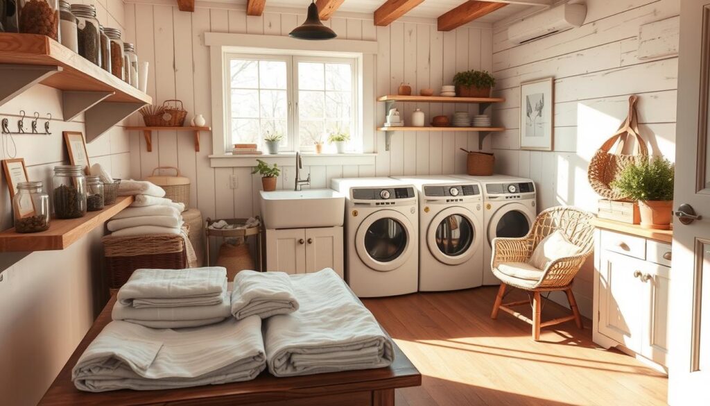 farmhouse laundry room organization